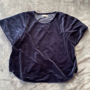 Madewell Blue Velvet Cropped Top | Size S